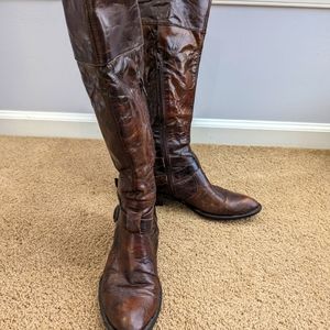 Born Crown Crackle Leather Knee high boots size 8.5 women's